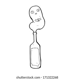 cartoon ghost in bottle