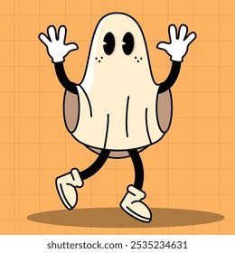 Personagem fantasma levantando as mãos na pose divertida, Vetor