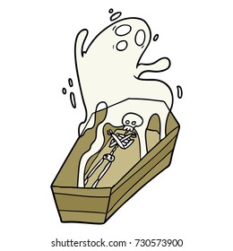 cartoon ghost and coffin