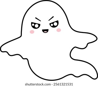 Cartoon ghost floating and winking with a playful, funny expression, perfect for adding a touch of charm to Halloween projects or children s illustrations. Ideal for festive designs