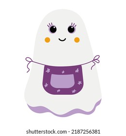 Cartoon ghost girl in an apron