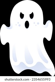 Cartoon Ghost Halloween Illustration in the black