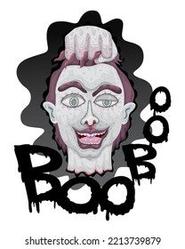Cartoon ghost headless man holding his head,Halloween concept, illustrator vector cartoon drawing