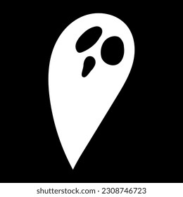 Cartoon ghost icon for Halloween celebration. Hand drawn illustration. Vector isolated on black background.