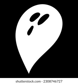 Cartoon ghost icon for Halloween celebration. Hand drawn illustration. Vector isolated on black background.