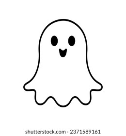 Cartoon ghost icon. Simple mini cartoon ghost isolated on white background. Vector Illustration