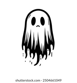 Cartoon Ghost Illustration - Spooky Halloween Vector Illustration