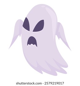 Cartoon ghost with a mischievous grin, perfect for halloween projects