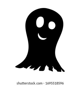 Cartoon Ghost Over White Background for Creating Halloween Designs.  Vector illustration.