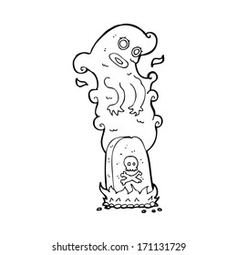fantasma de la caricatura saliendo de la tumba