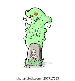 fantasma de la caricatura saliendo de la tumba