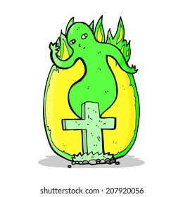 cartoon ghost rising from grave