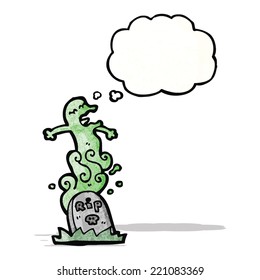 cartoon ghost rising from grave