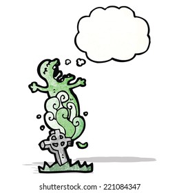 cartoon ghost rising from grave