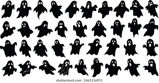 Cartoon ghost silhouette vectors. Silhouettes of ghosts.