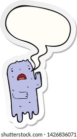 cartoon ghost with speech bubble sticker