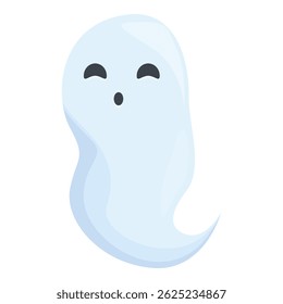 Fantasma de desenhos animados com expressão surpreendente flutuante, perfeito para projetos temáticos de halloween