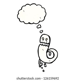cartoon ghost with thought bubble