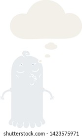 Cartoon-Geist mit Denkblase im Retro-Stil