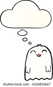 cartoon ghost with thought bubble in smooth gradient style