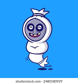 cartoon ghost traditional indonesia vector illustration pocong