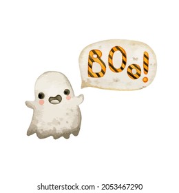 Cartoon ghost vector hand drawn illustration. Halloween style.