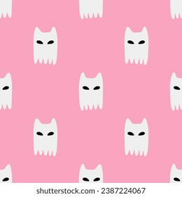 Cartoon ghost vector seamless pattern background.