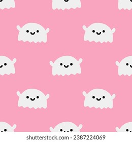 Cartoon ghost vector seamless pattern background.