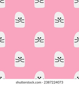 Cartoon ghost vector seamless pattern background.