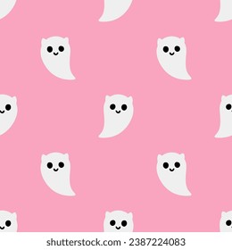 Cartoon ghost vector seamless pattern background.