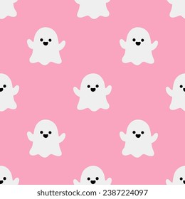 Cartoon ghost vector seamless pattern background.