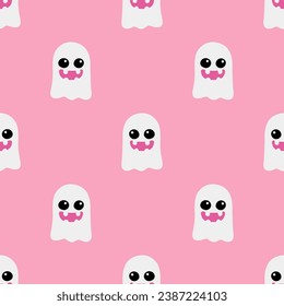 Cartoon ghost vector seamless pattern background.