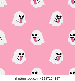 Cartoon ghost vector seamless pattern background.