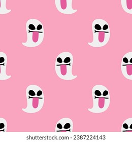 Cartoon ghost vector seamless pattern background.