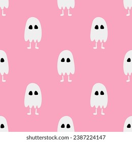 Cartoon ghost vector seamless pattern background.