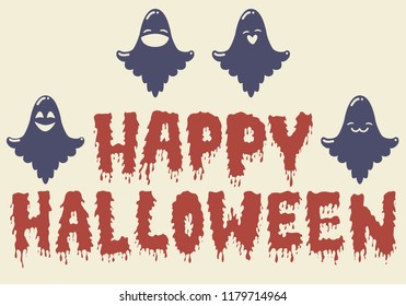 Cartoon ghosts Happy Halloween emoji candles  banner for web, socials, communities, banner