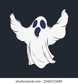 Cartoon Ghosts, Spooky vector, Halloween ghost. Hand drawn sketch ghost. Vintage funny Spooky isolated on black background. Vector illustration.