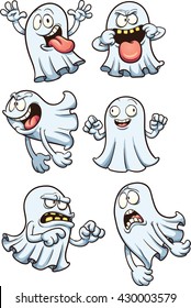 Cartoon ghosts. Vector clip art illustration with simple gradients. Each on a separate layer. 