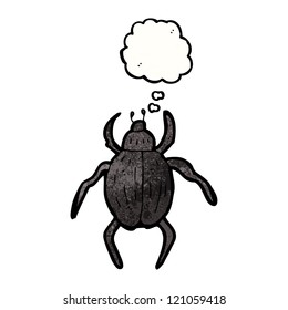 cartoon giant beetle with thought bubble