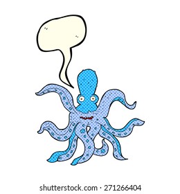 cartoon giant octopus with speech bubble