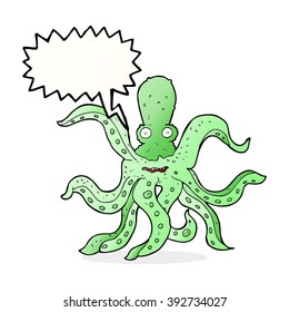 cartoon giant octopus with speech bubble