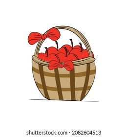 Cartoon gift basket, hand drawn style isolated on white background
