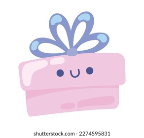icono aislado de doodle de caja de regalo de dibujos animados