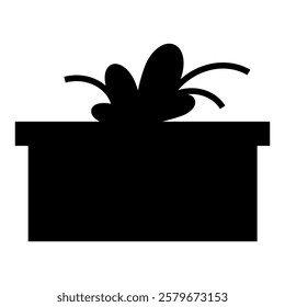 Cartoon gift box icon. Black silhouettes of boxes with bows. Giftbox for holiday celebration and special sales offer. Vector illustration isolated on white background.	