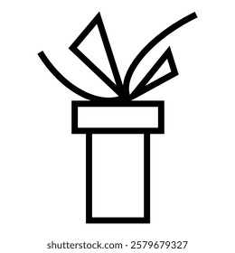 Cartoon gift box line icon. Gift and present for holiday celebration and special sale offer. Box with ribbon bow. Vector illustration isolated on white background.