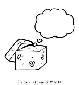 cartoon gift box with thought bubble