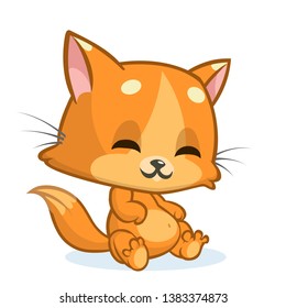 Cartoon ginger cat. Cute orange stripped cat illustration. Vector