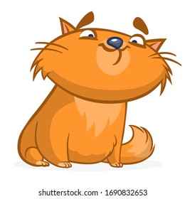Cartoon ginger cat. Cute orange stripped cat illustration. Vector