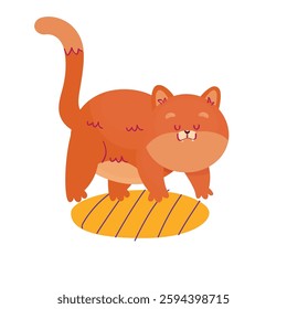 Cartoon ginger cat, funny cute children's illustration, cat illustration for creativity.