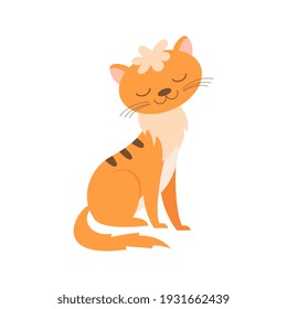 Cartoon ginger cat isolated on white. Domestic animal